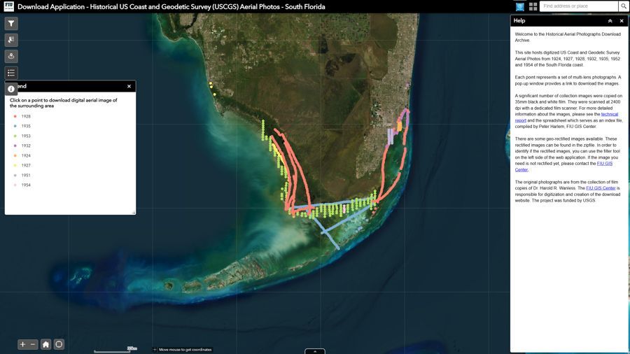 Screenshot of Historical Aerial Photo Archive (USCGS / NOAA)