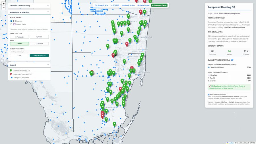 Screenshot of DBHydro Structures Dashboard